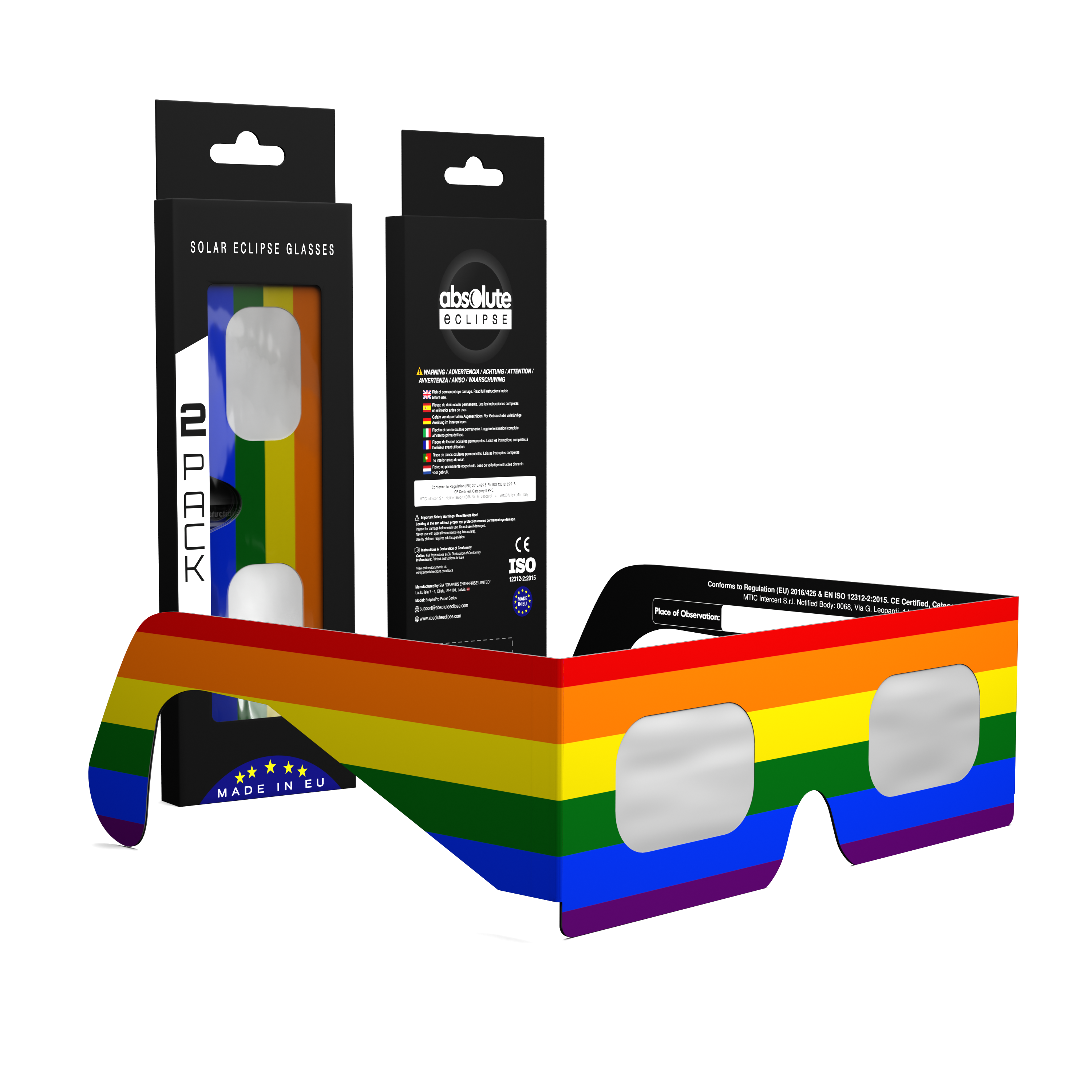 Rainbow solar eclipse glasses - 2 pack comp