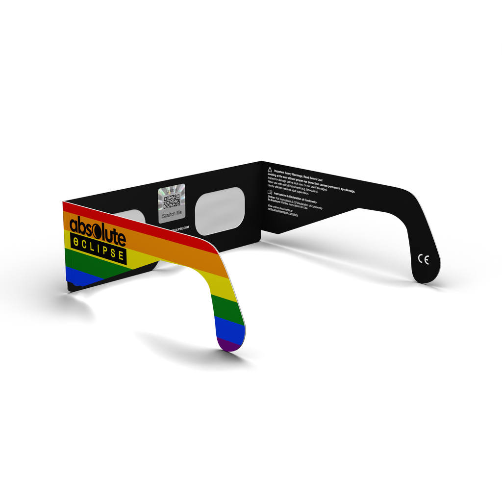 Rainbow solar eclipse glasses - 225° angle (transparent background)