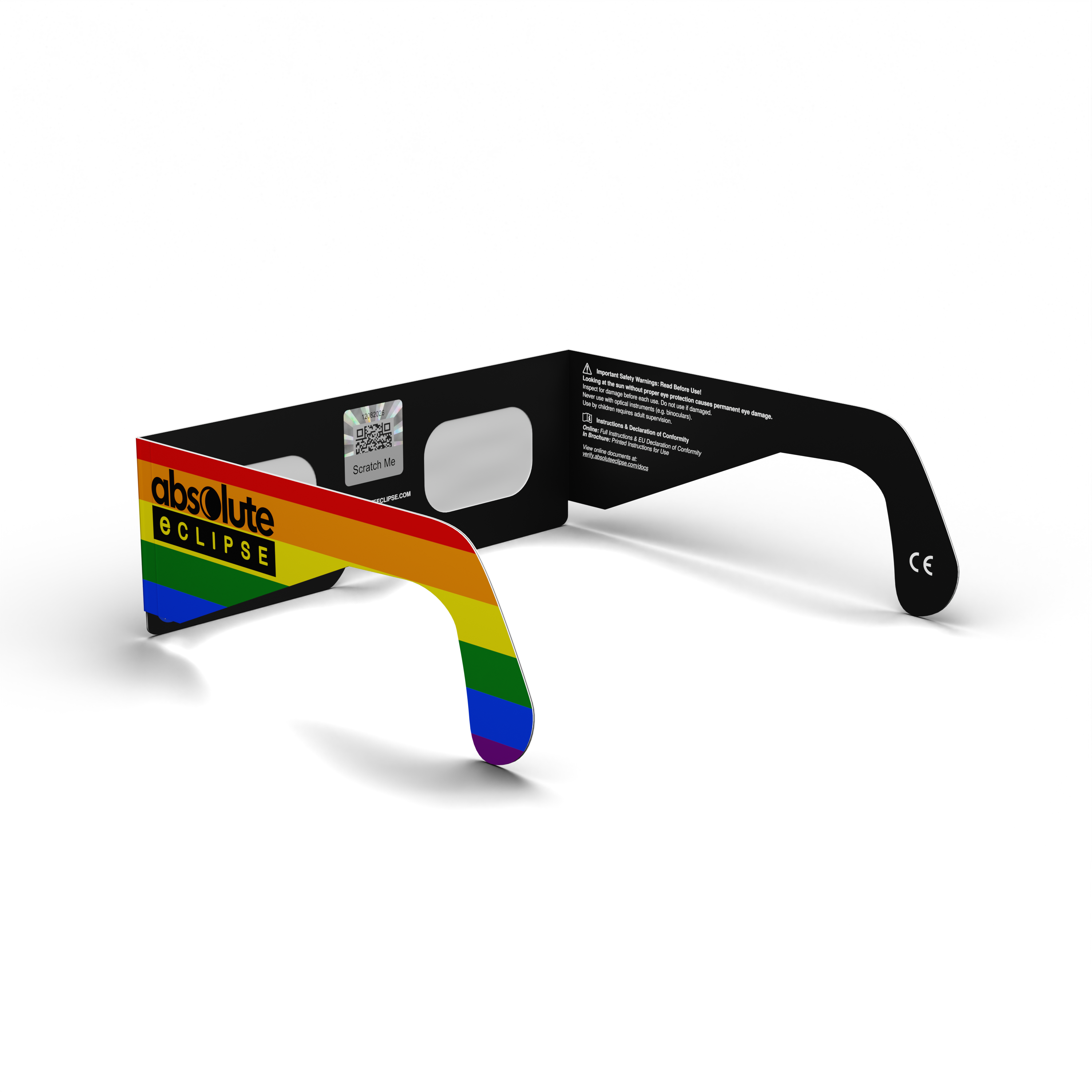 Rainbow solar eclipse glasses - 225° angle (transparent background)