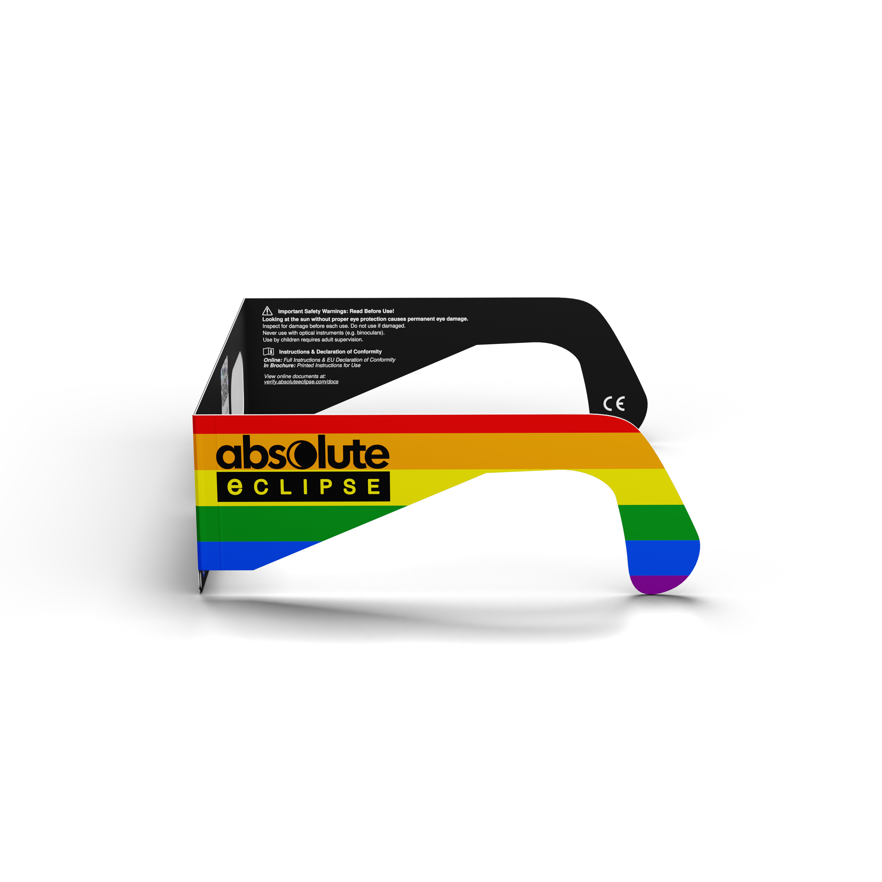 Rainbow solar eclipse glasses - 270° angle (transparent background)