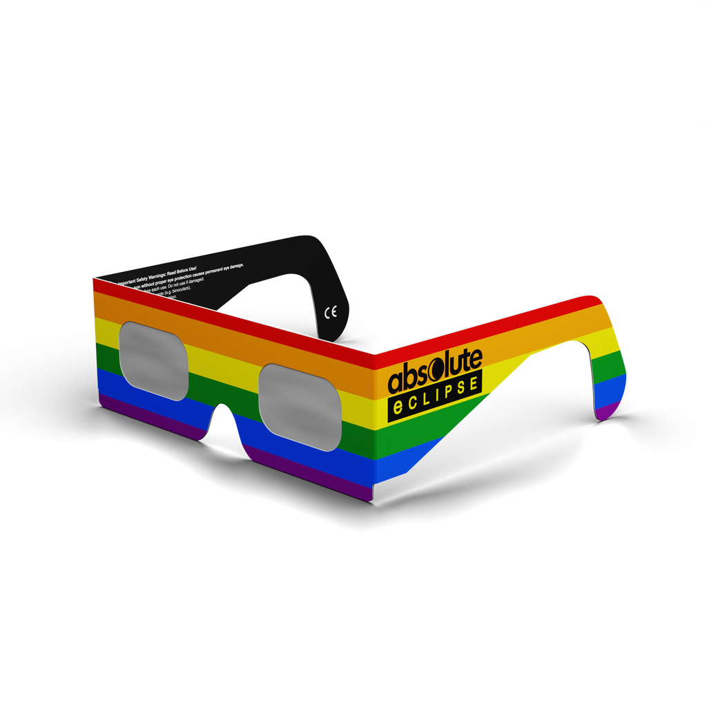 Rainbow solar eclipse glasses - 315° angle (transparent background)