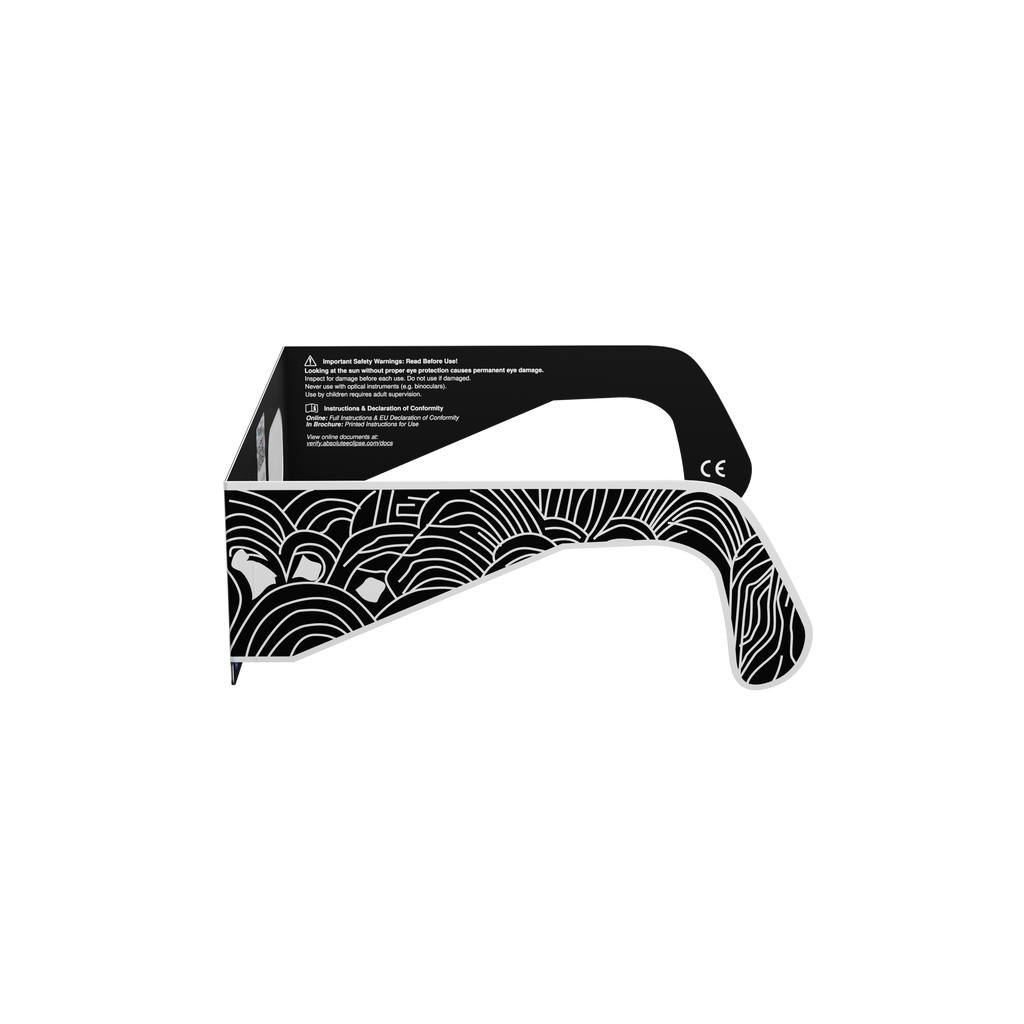 Reflective solar eclipse glasses - 270° angle (transparent background)
