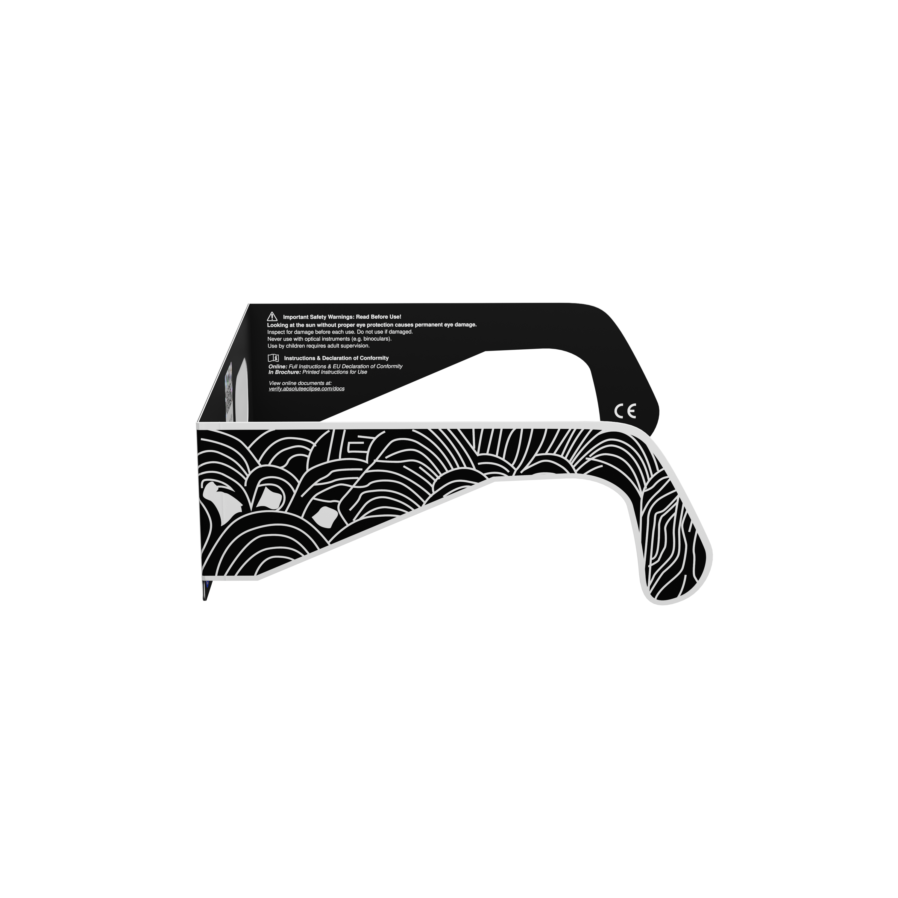 Reflective solar eclipse glasses - 270° angle (transparent background)