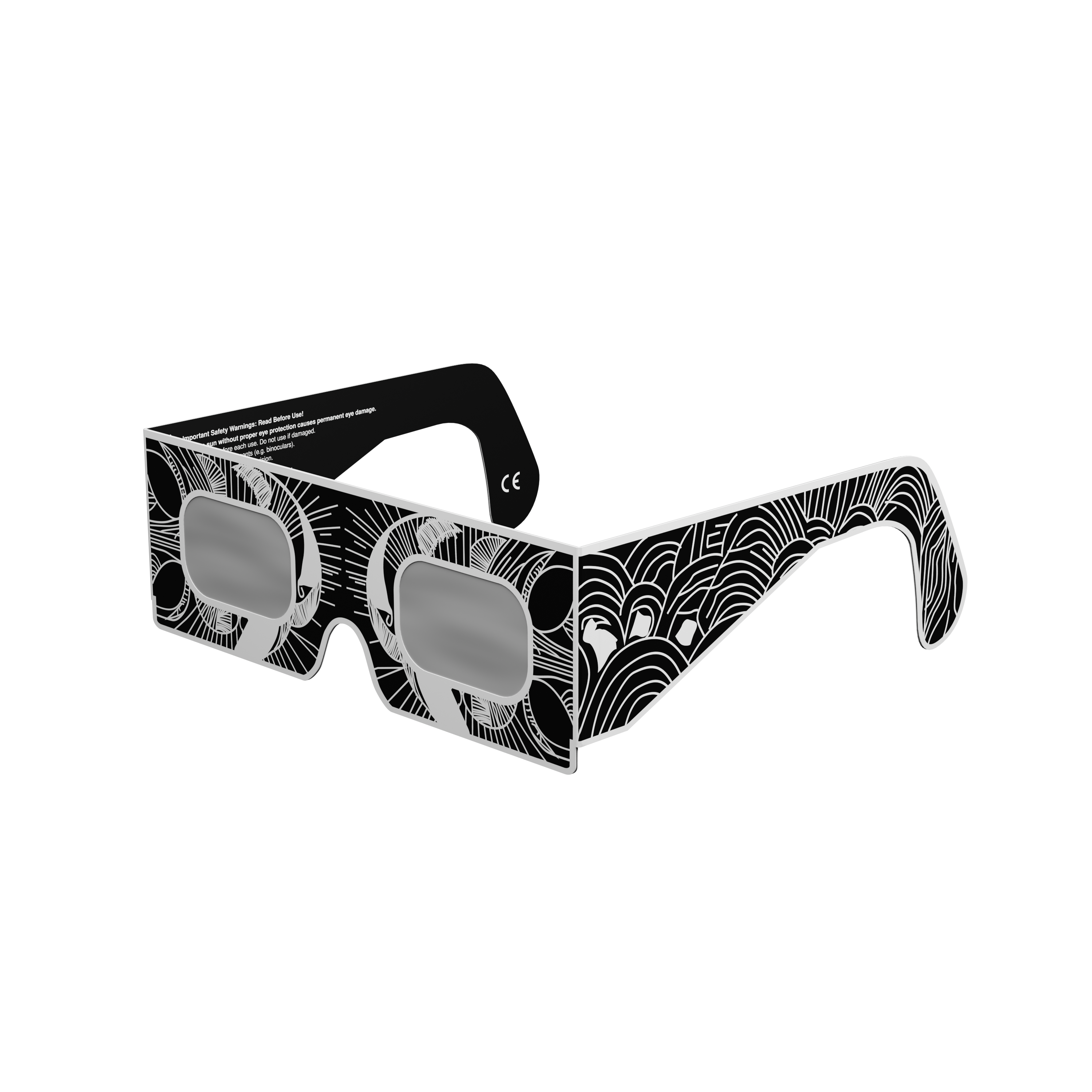 Reflective solar eclipse glasses - 315° angle (transparent background)
