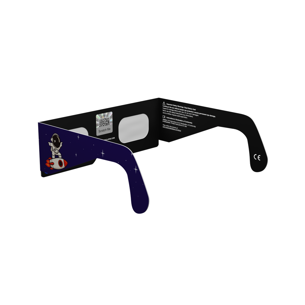 Rocketrider solar eclipse glasses - 225° angle (transparent background)