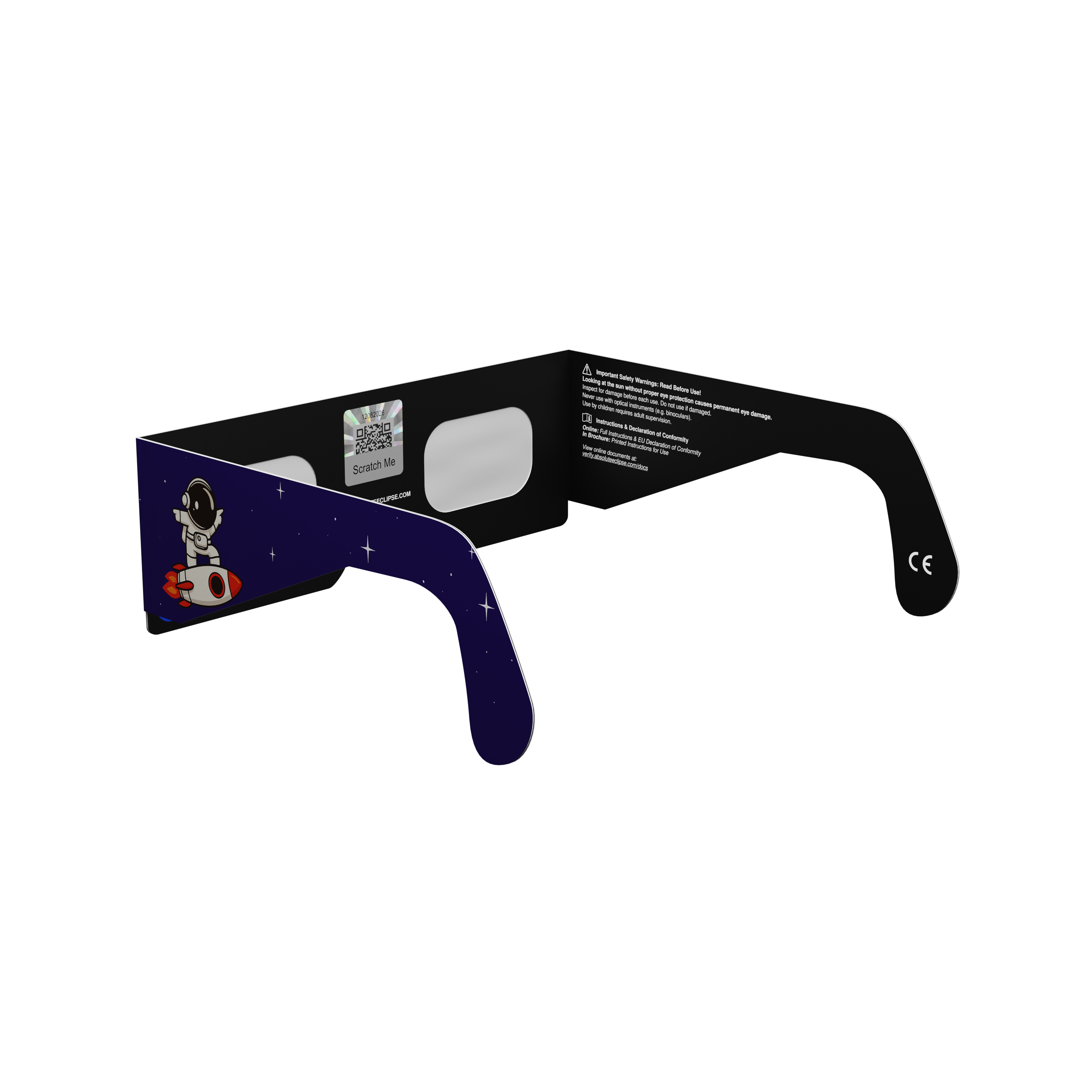 Rocketrider solar eclipse glasses - 225° angle (transparent background)