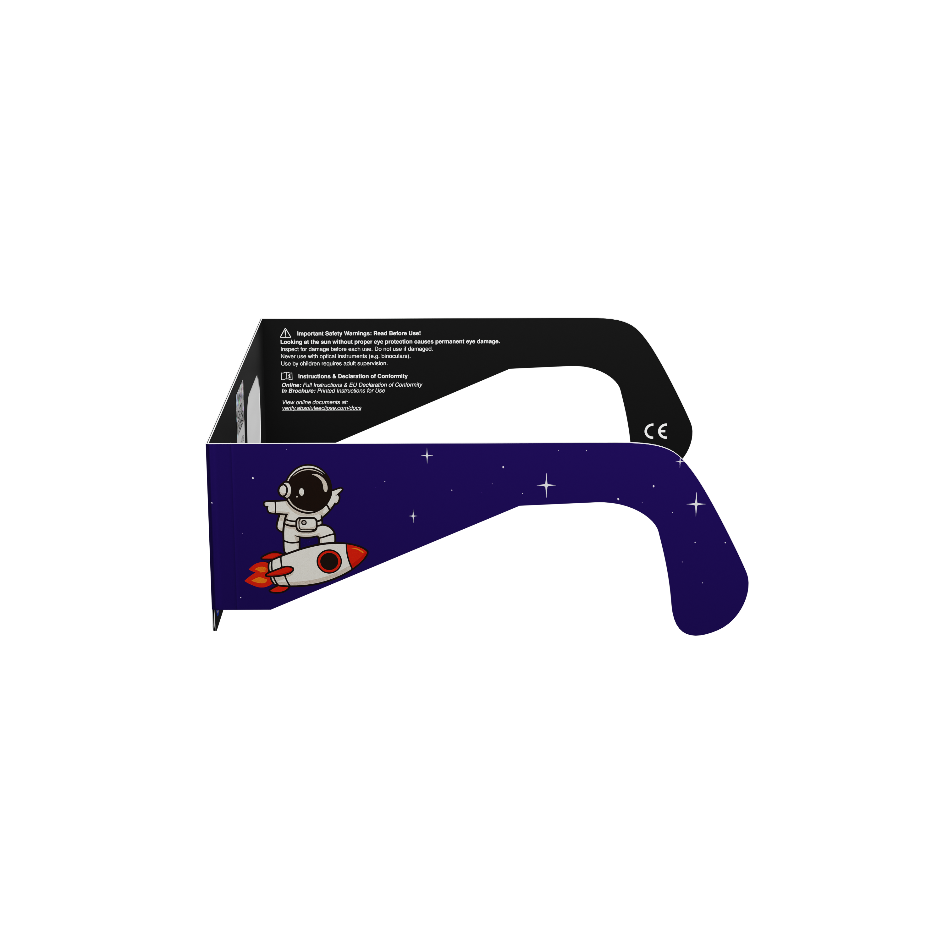 Rocketrider solar eclipse glasses - 270° angle (transparent background)