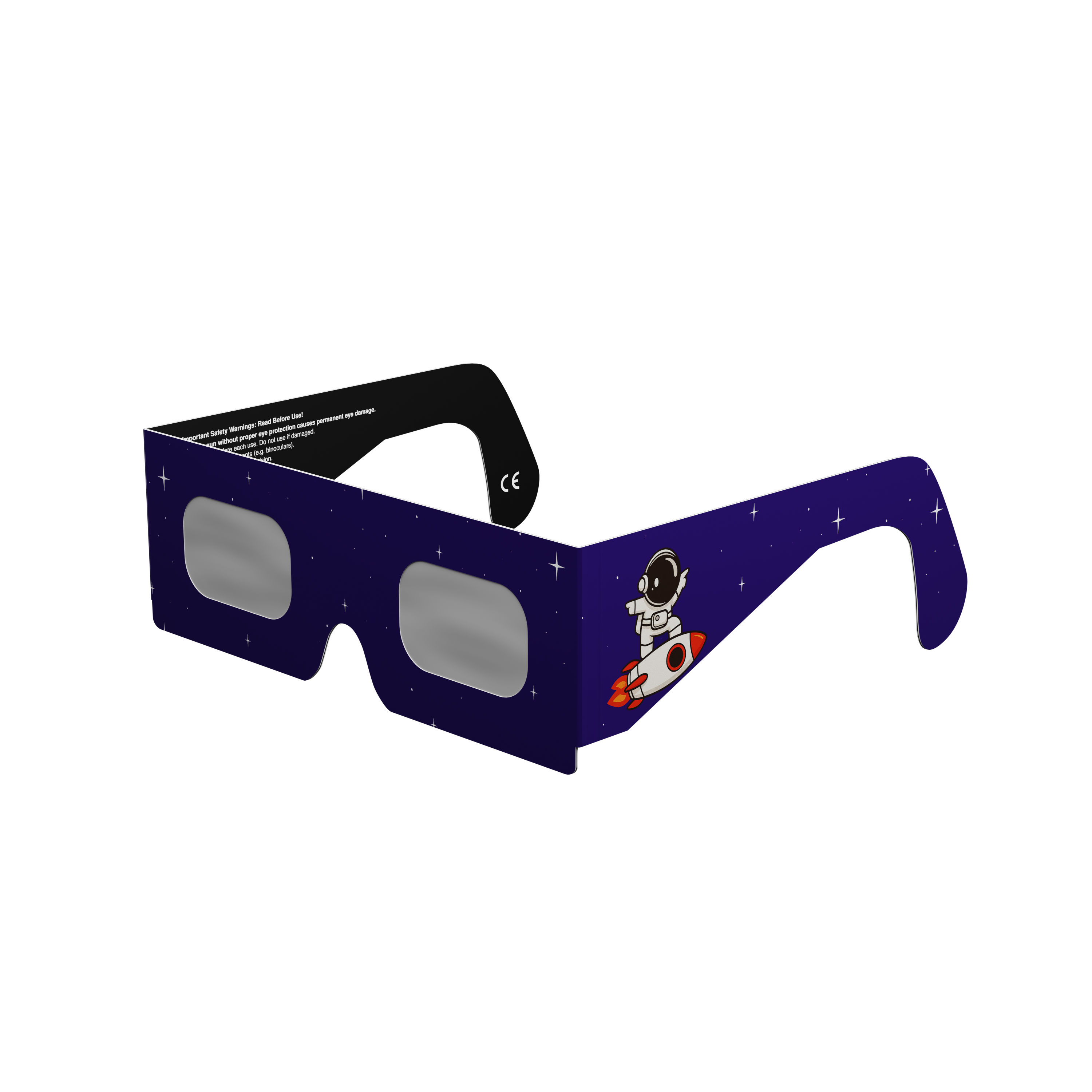 Rocketrider solar eclipse glasses - 315° angle (transparent background)