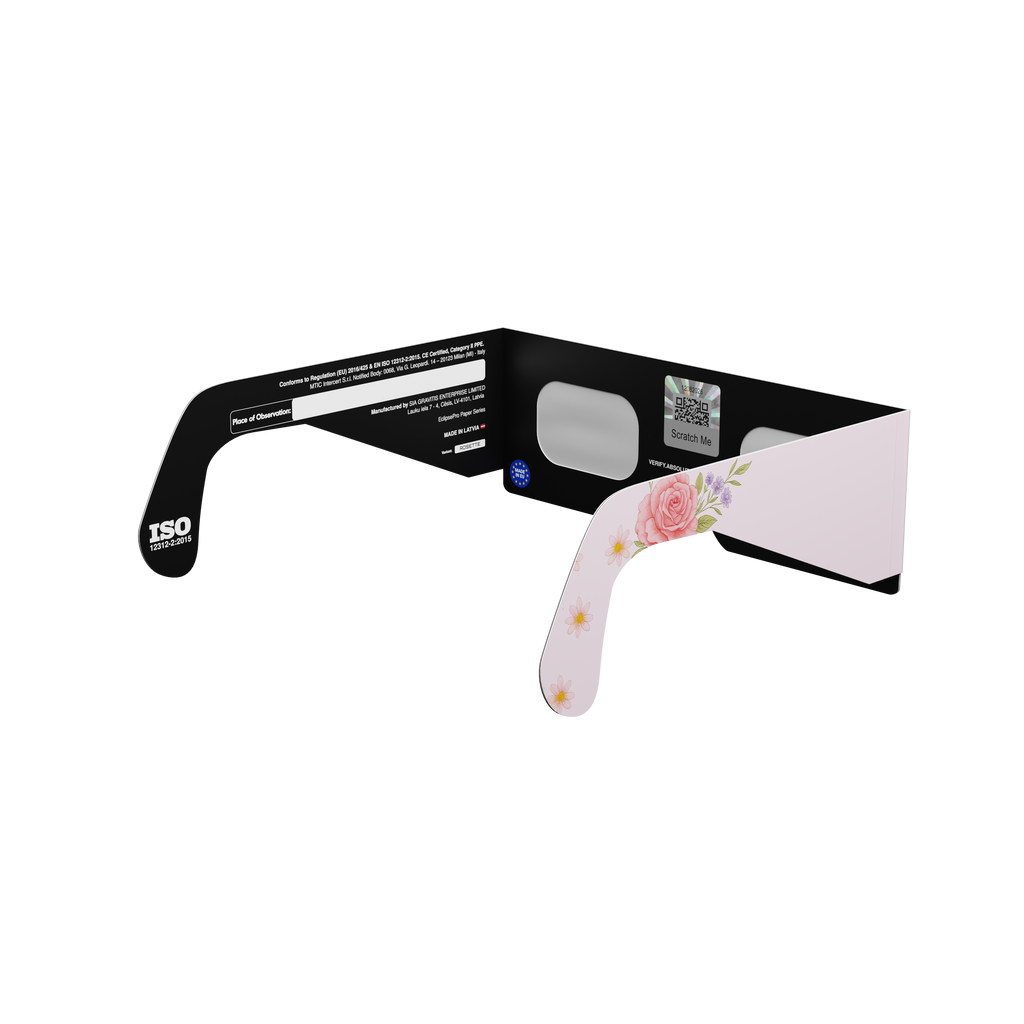Rosette solar eclipse glasses - 135° angle (transparent background)