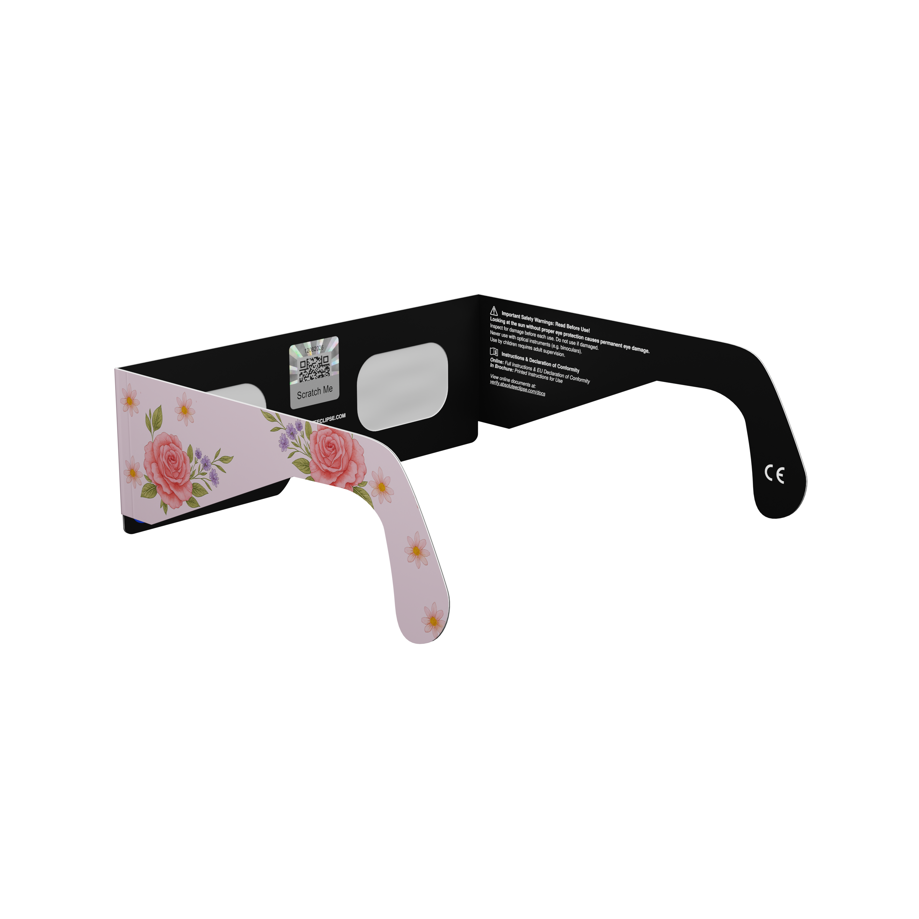 Rosette solar eclipse glasses - 225° angle (transparent background)