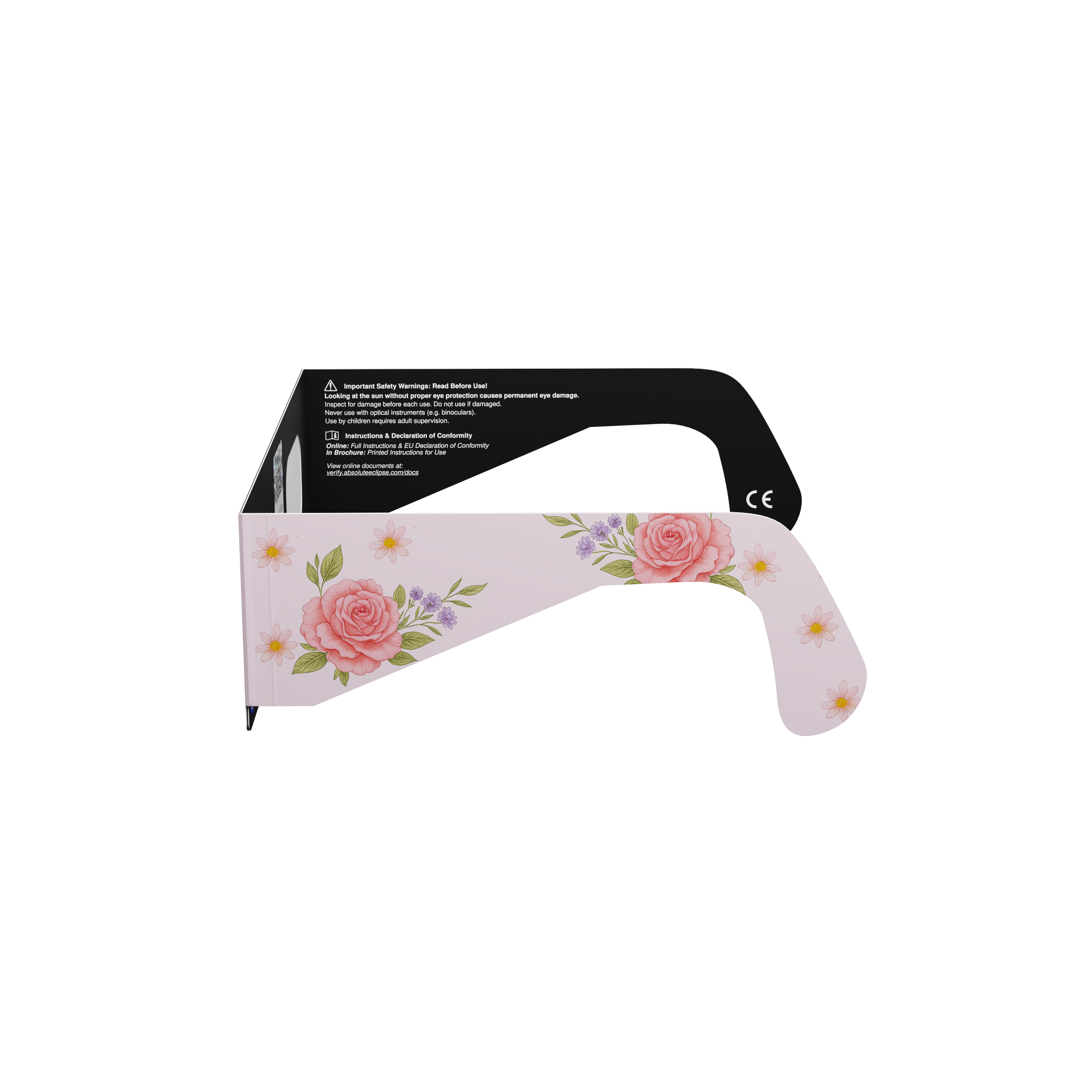 Rosette solar eclipse glasses - 270° angle (transparent background)