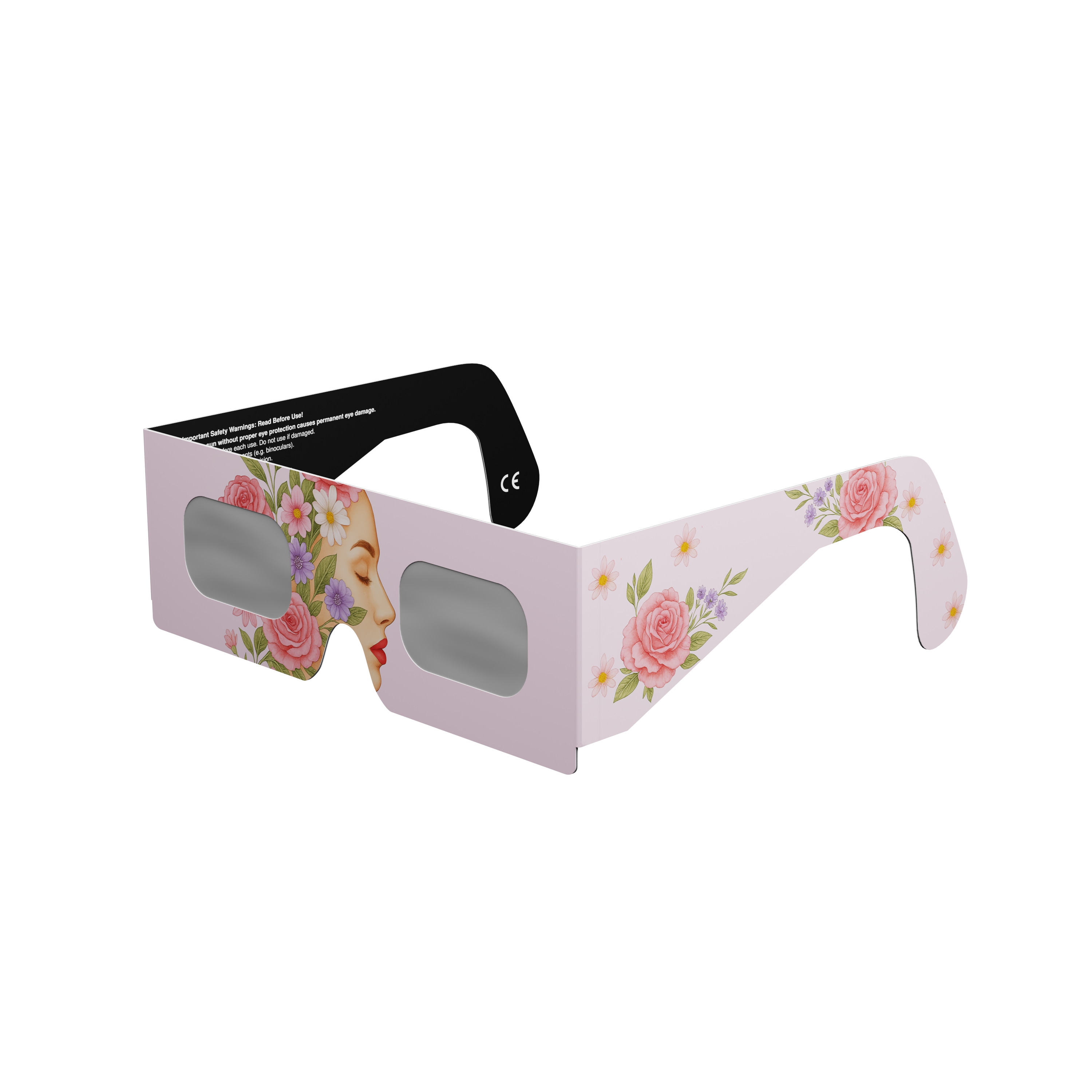 Rosette solar eclipse glasses - 315° angle (transparent background)