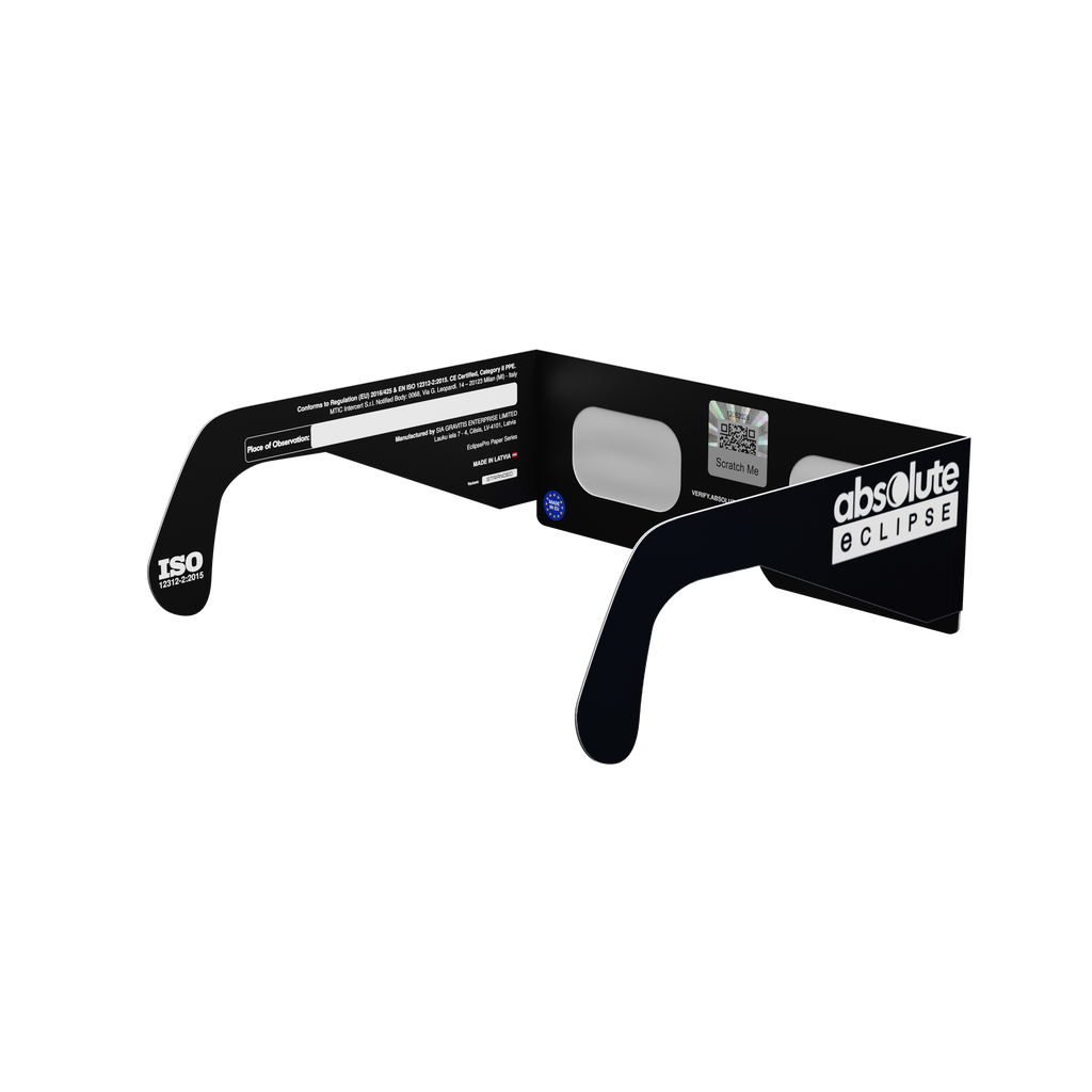 Stranded solar eclipse glasses - 135° angle (transparent background)
