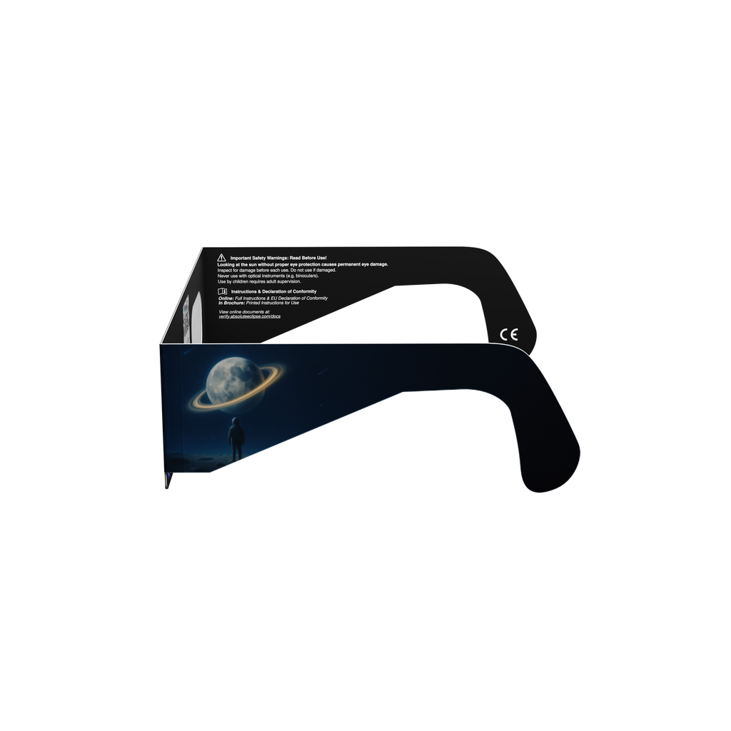 Stranded solar eclipse glasses - 270° angle (transparent background)