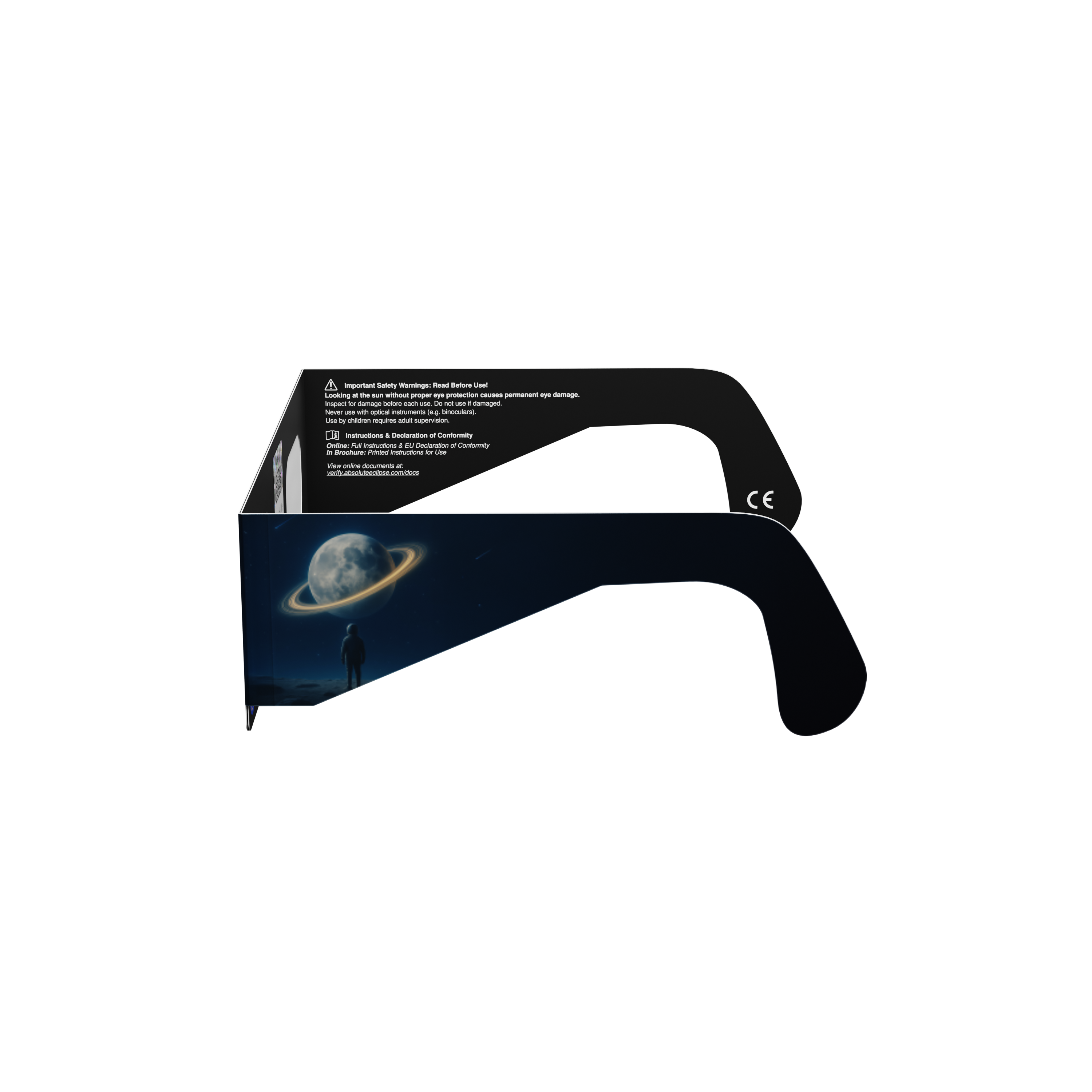 Stranded solar eclipse glasses - 270° angle (transparent background)