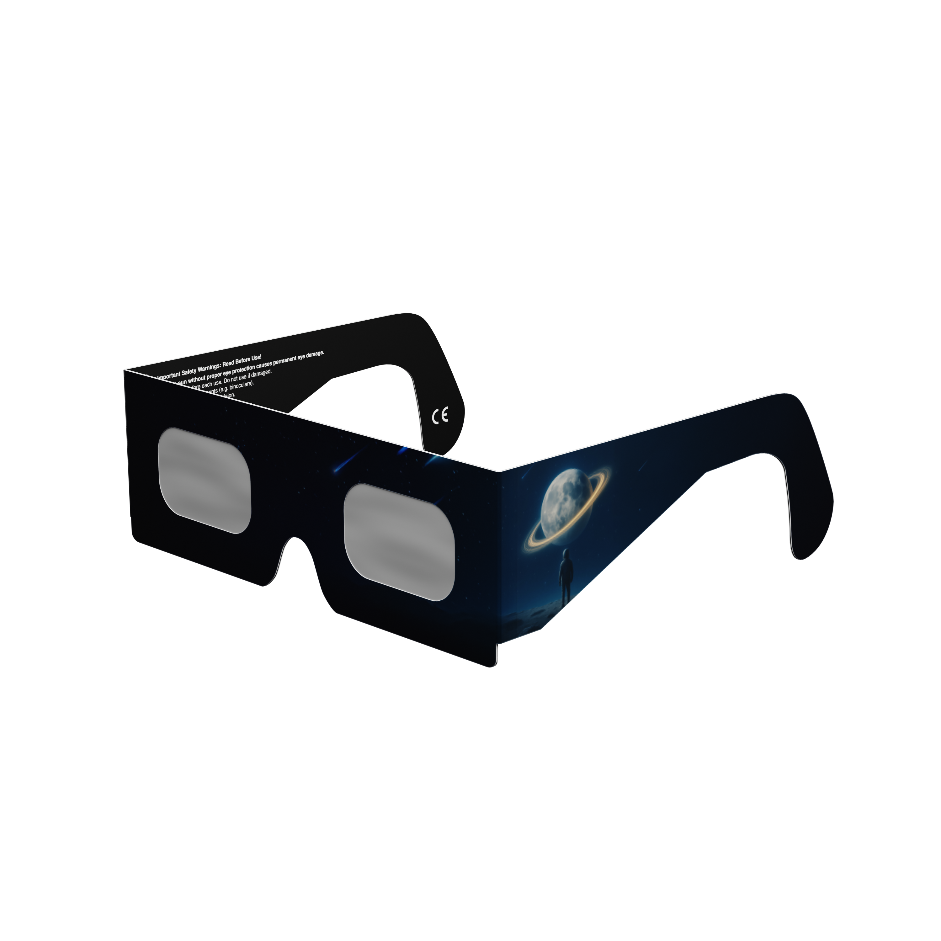 Stranded solar eclipse glasses - 315° angle (transparent background)