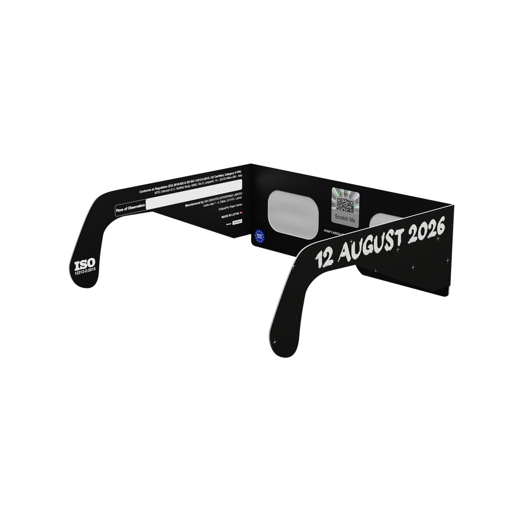 Swing solar eclipse glasses - 135° angle (transparent background)
