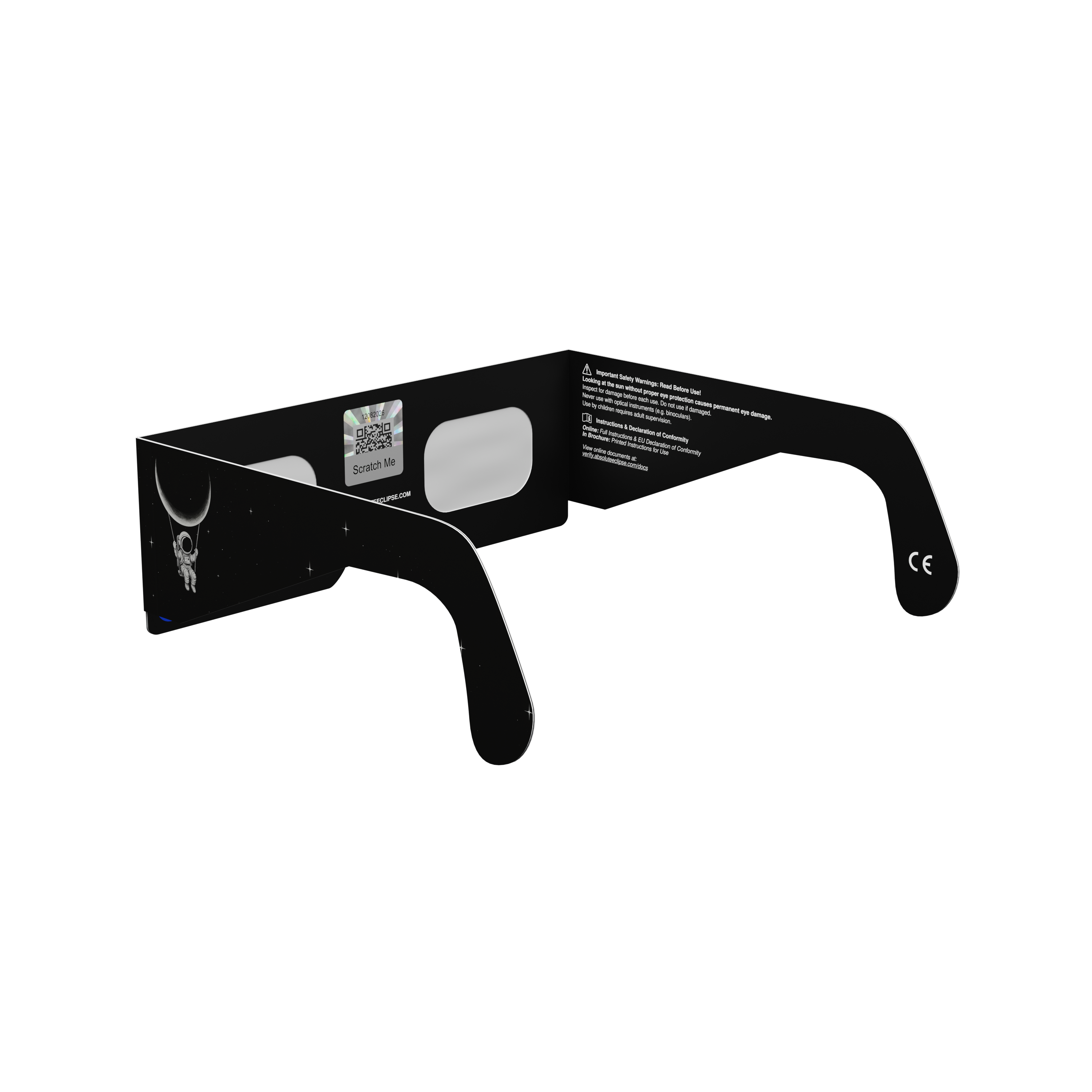 Swing solar eclipse glasses - 225° angle (transparent background)
