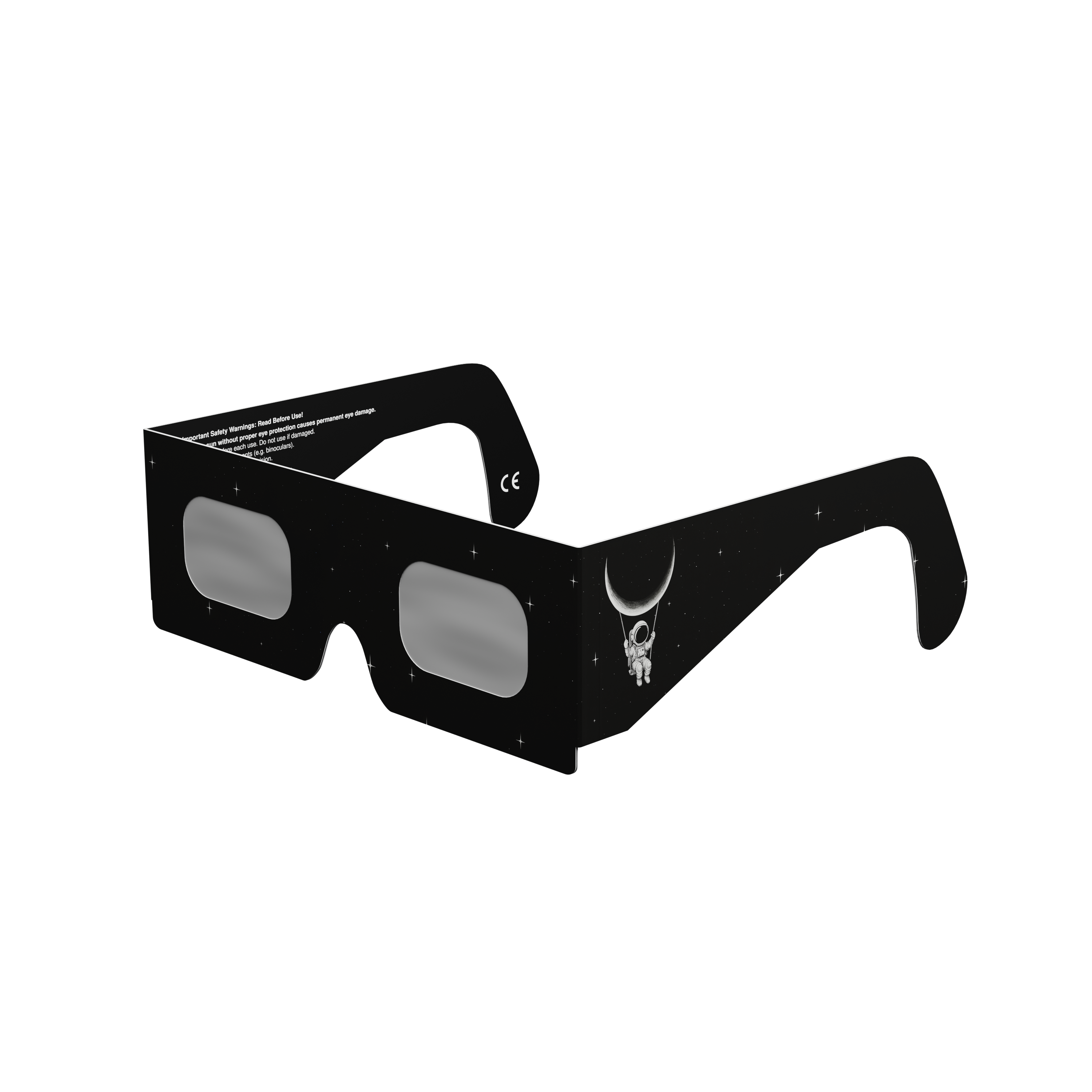 Swing solar eclipse glasses - 315° angle (transparent background)
