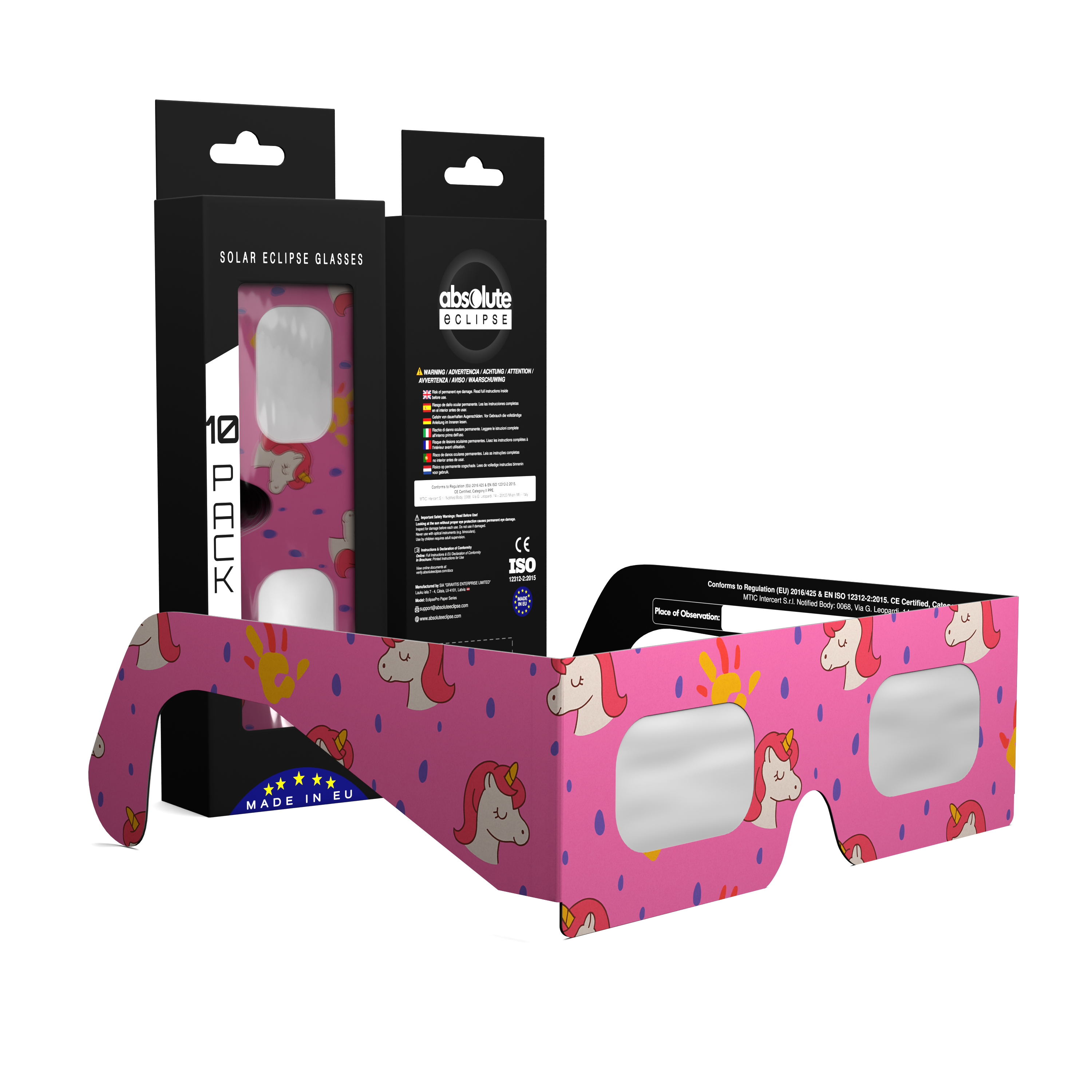 Unicorns solar eclipse glasses - 10 pack comp