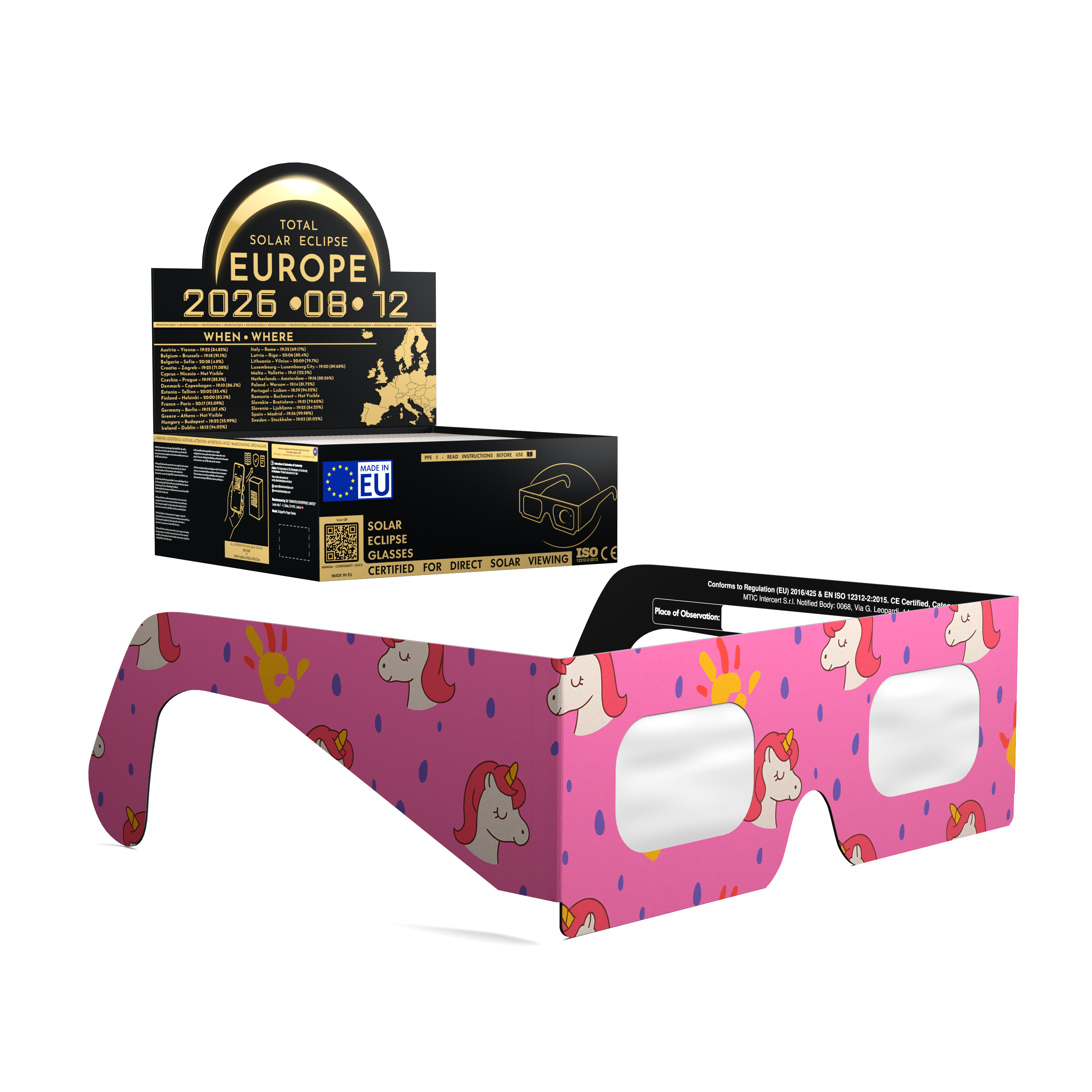 Unicorns solar eclipse glasses - 50 pack comp