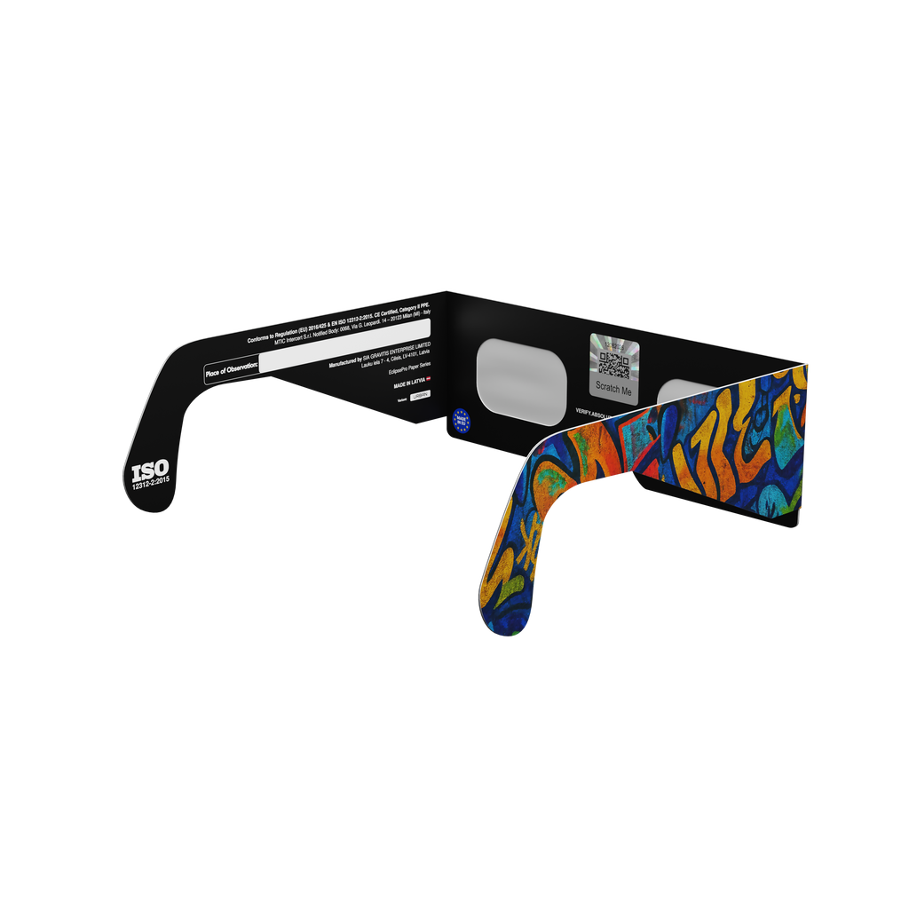 Urban solar eclipse glasses - 135° angle (transparent background)