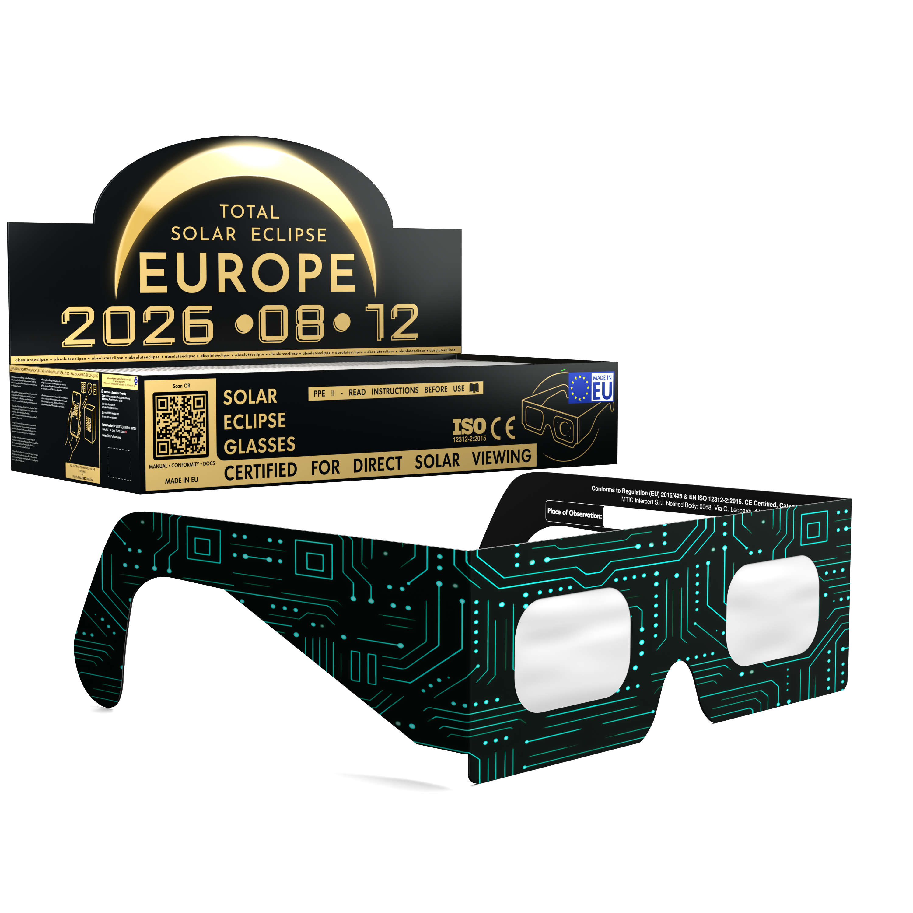 Voltage solar eclipse glasses - 100 pack comp