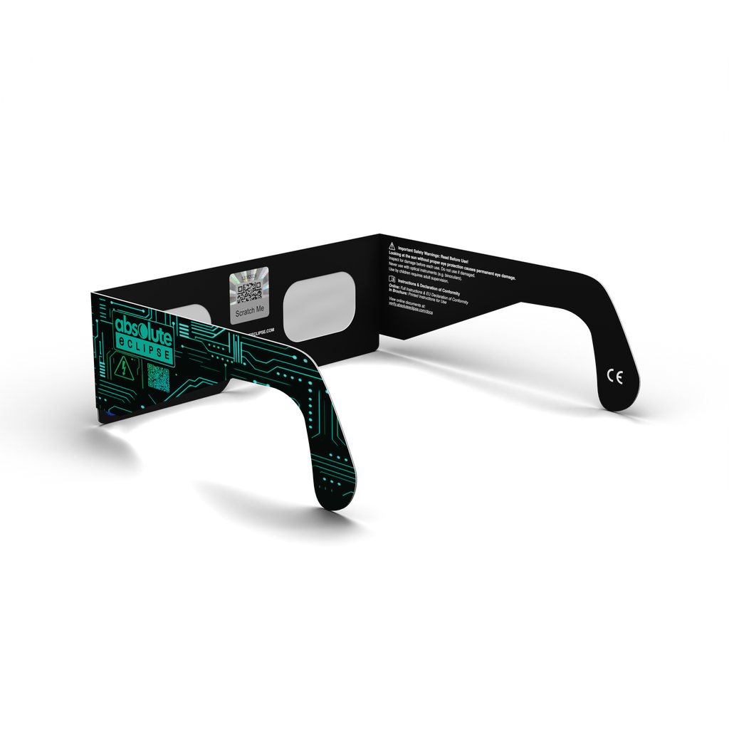 Voltage solar eclipse glasses - 225° angle (transparent background)
