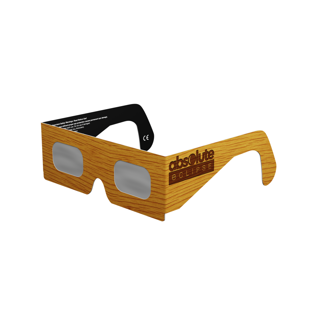 Wood solar eclipse glasses - 315° angle (transparent background)