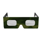 Front view of Army design eclipse glasses, showcasing the clean, flat lenses.