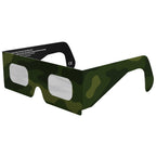Front-side main angle of Army design eclipse glasses, highlighting the flat lens feature.