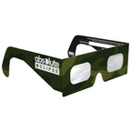 45-degree angle view of Army design eclipse glasses, highlighting the flat lens quality.