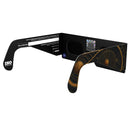Back-side angle of Astral solar eclipse glasses with QR authenticity sticker visible, perfect for safe viewing.