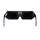 Back view of Astral solar eclipse glasses showing the QR authenticity sticker, ideal for safe solar viewing.