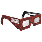 45-degree front-side angle view of Bloom eclipse glasses, emphasizing their botanical design and safety compliance. CE certified.