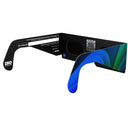 Back-side angle view of Breeze design glasses, showcasing the flowing design with a QR authenticity sticker visible.