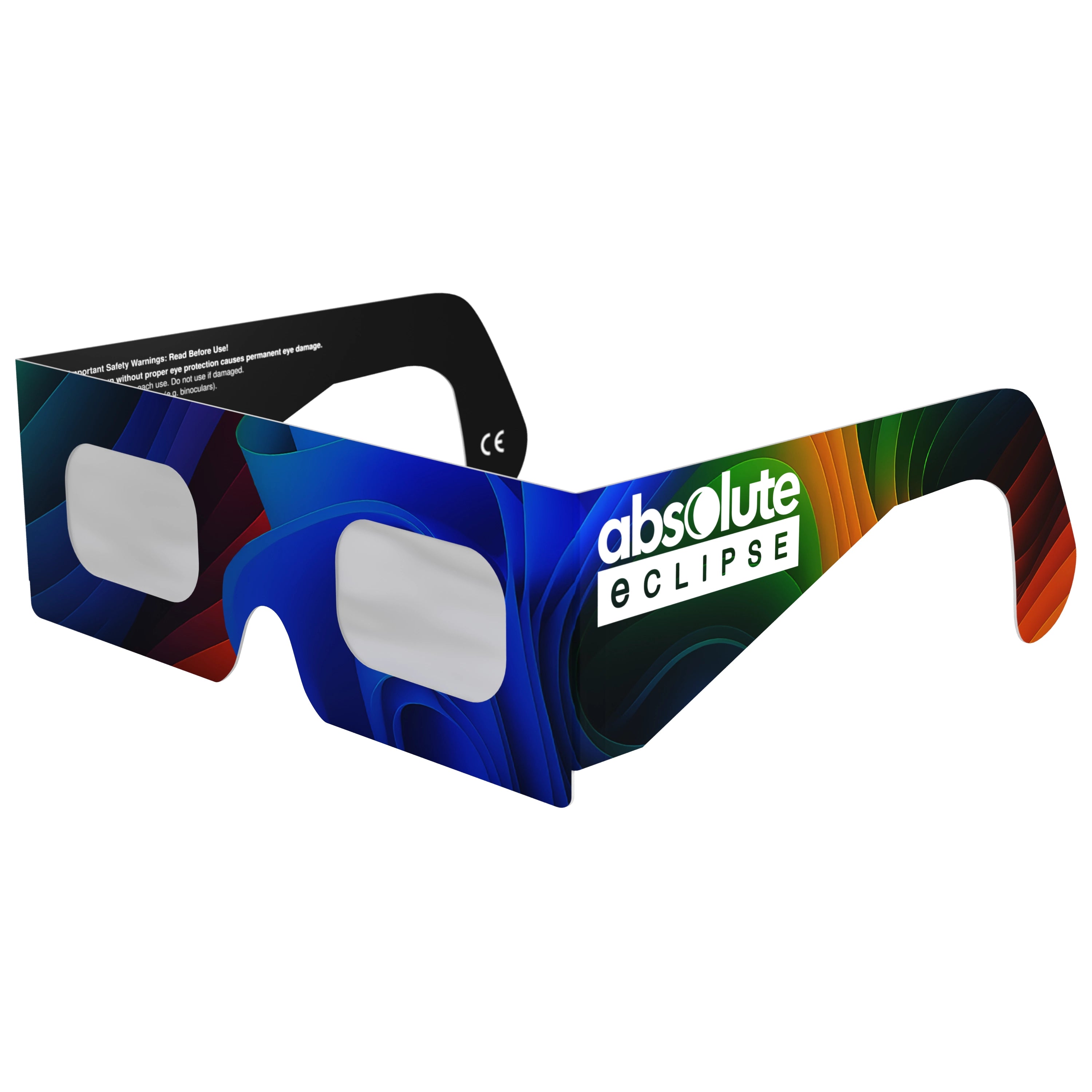 Front-side main angle of Breeze design solar eclipse glasses, emphasizing their lightweight and airy design. CE certified for safety.
