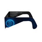 Side alternate profile view of BTC solar eclipse glasses, emphasizing their unique design.