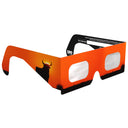 Vista en ángulo de 45 grados de las gafas para eclipse solar diseño Bull, mostrando su diseño elegante y la conformidad con ISO 12312-2.