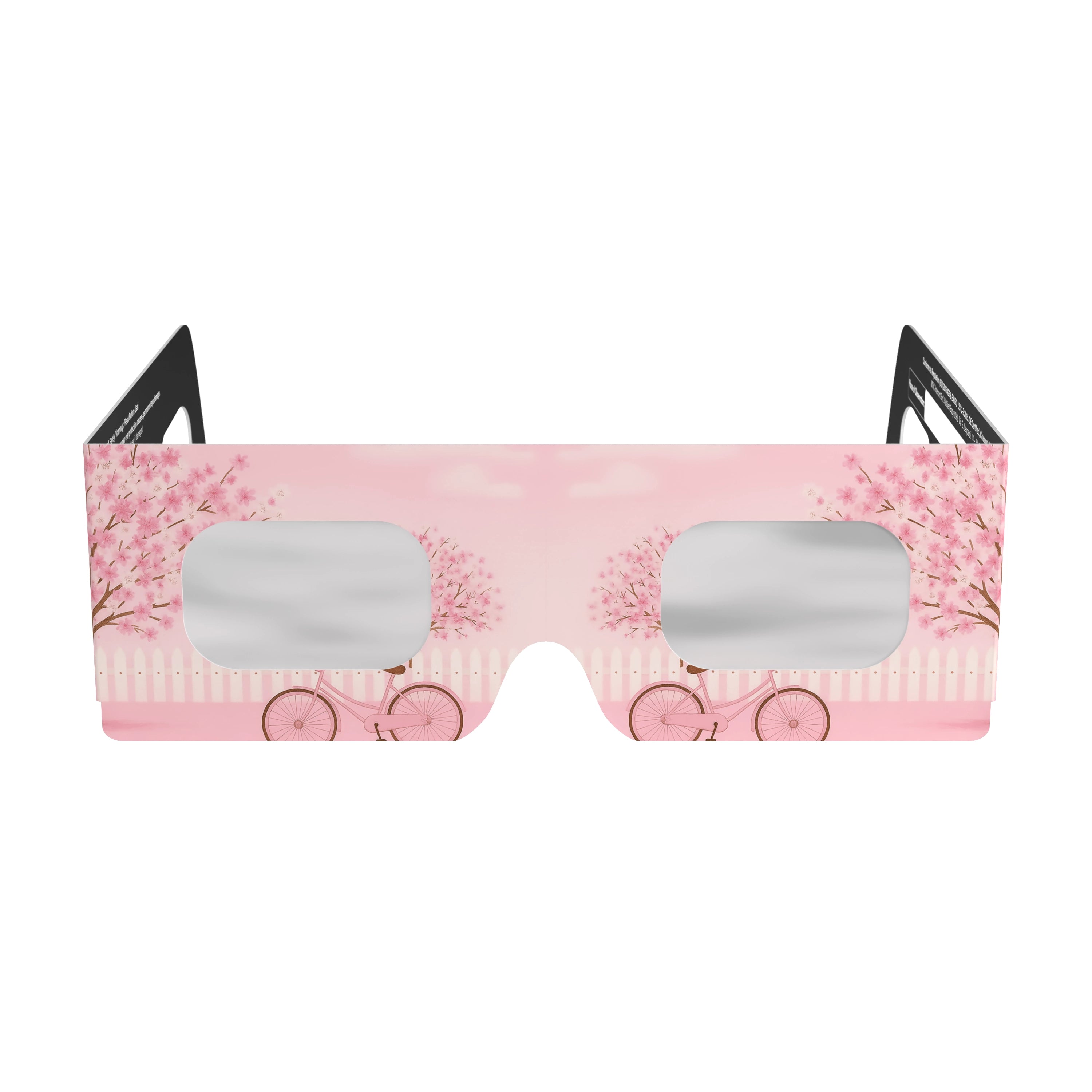 Front view of cherry blossom design eclipse glasses, showcasing their unique style.
