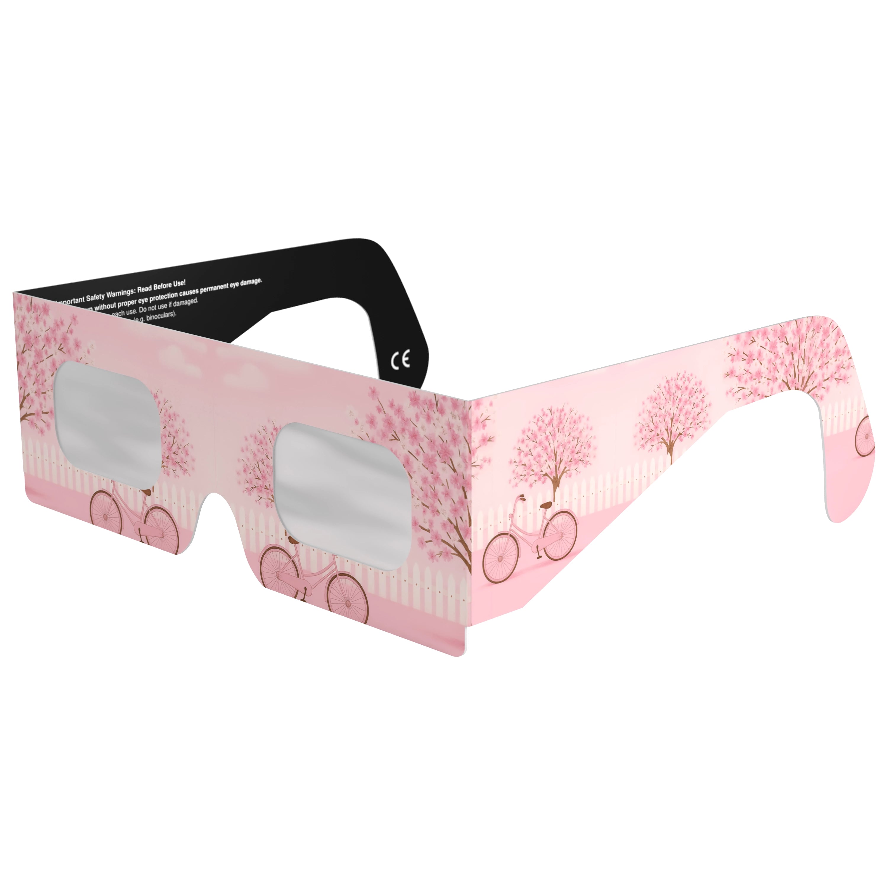 Front-side main angle of cherry blossom design eclipse glasses, showcasing their unique cherry design.