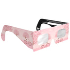 45-degree angle view of cherry blossom design glasses, highlighting their artistic features.