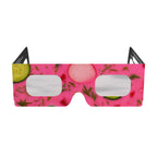 Front view of Coldsoup design eclipse glasses, showcasing the abstract art and cool color palette.