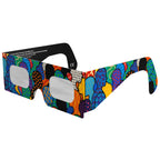 Front-side main angle view of the crowd design solar eclipse glasses, featuring the precise lens surface.