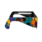 Side profile view of the crowd design solar eclipse glasses, highlighting the flat, non-reflective lens surface.