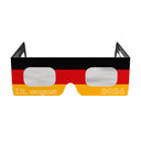 Vista frontal limpia de las gafas para eclipse solar DE, mostrando el diseño y la calidad. Certificadas ISO 12312-2.