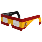 Front-side main angle view of ES eclipse glasses, showcasing the flat lenses and color design.