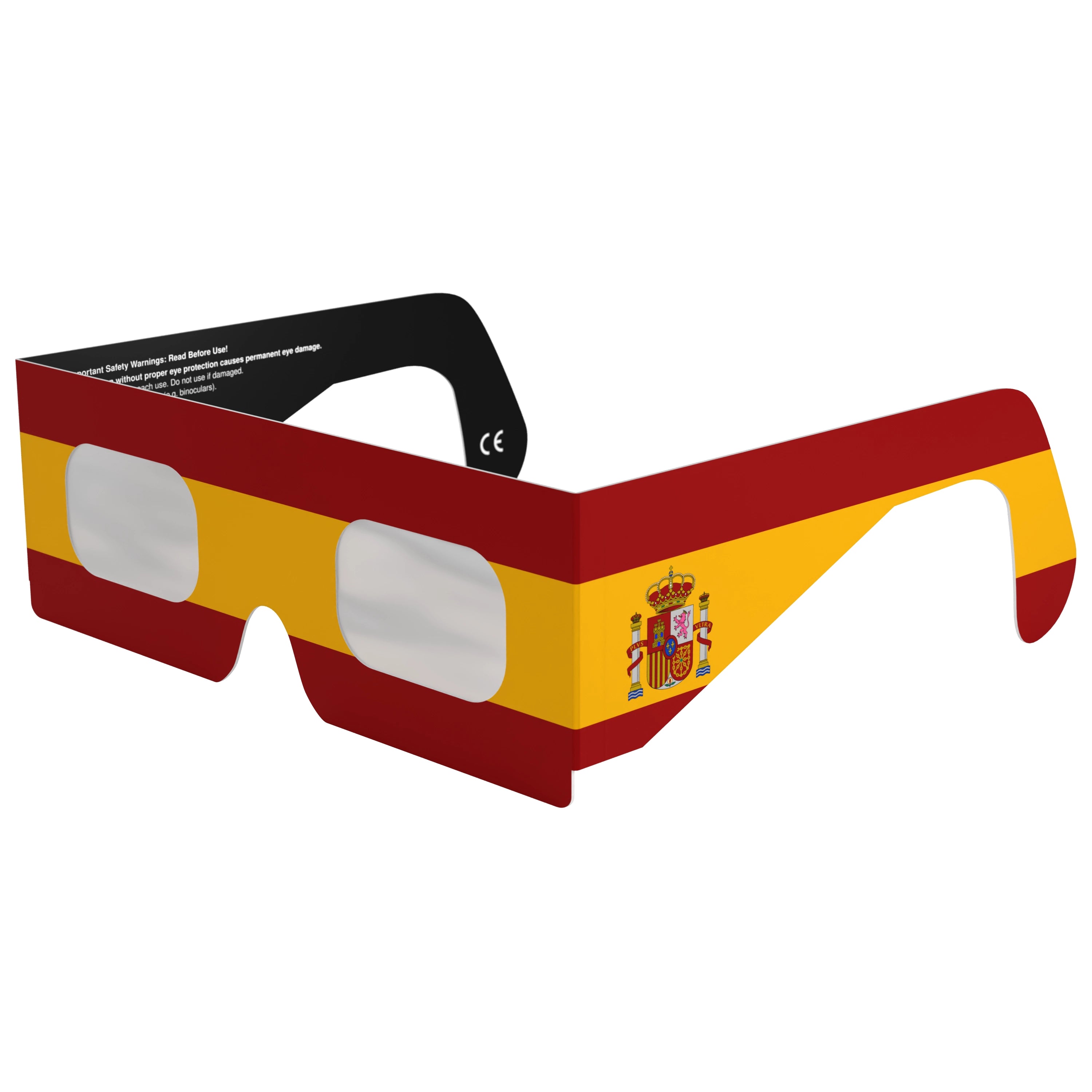 Front-side main angle view of ES eclipse glasses, showcasing the flat lenses and color design.