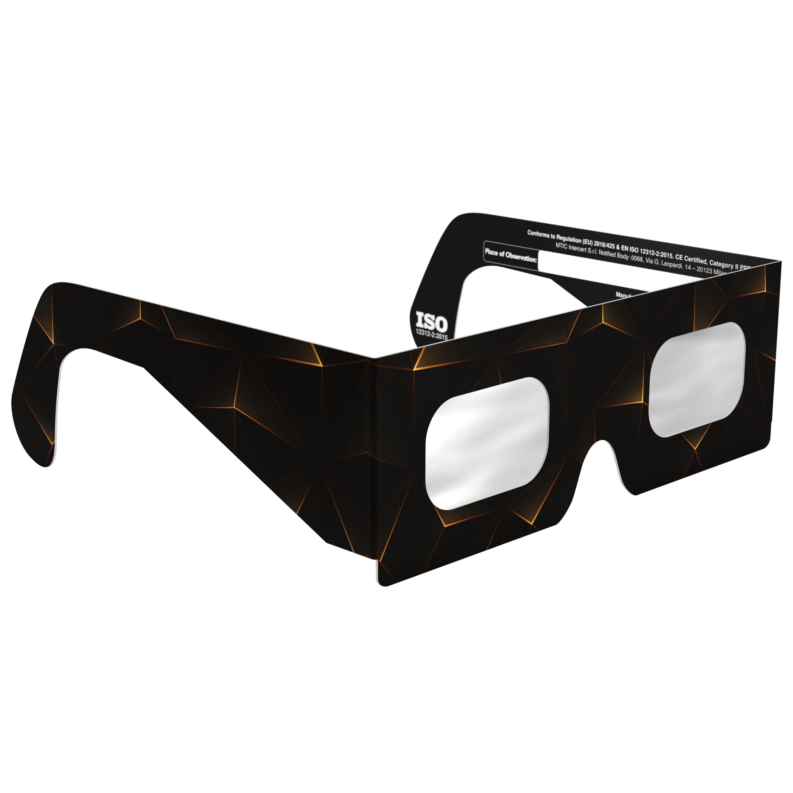 45-degree angle view of goldline eclipse glasses, highlighting their premium gold line design.