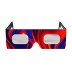 Front view of Goo design solar eclipse glasses showcasing clean lines and flat lenses. Compliant with EN 166 standards.